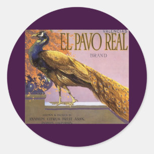 Fruit vintage Crate Étiquette Art El Pavo Peacock 