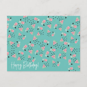 Fruit Watermelon Ice Cream and Seed Fun Pattern Postcard