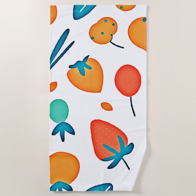 Fruit Whimsy: Playful Pattern Beach Towel (Front)