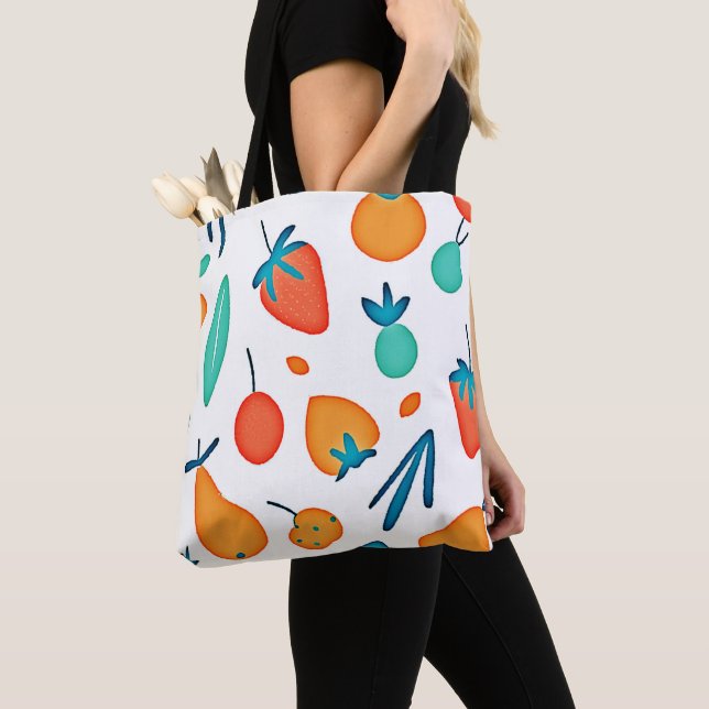 Fruit Whimsy: Playful Pattern Tote Bag (Close Up)