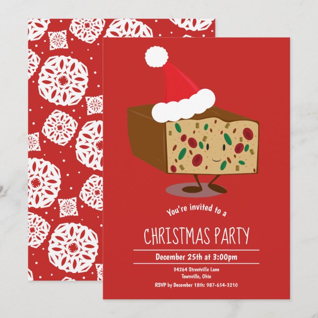 Fruitcake Cartoon Christmas Party Invitation (Front/Back)