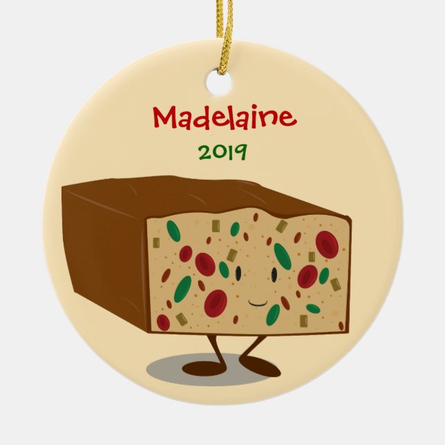 Fruitcake Name Year Christmas Ceramic Ornament (Front)