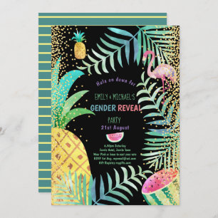 Fruité Tropical GENDER REVEAL Invitations Flamant 