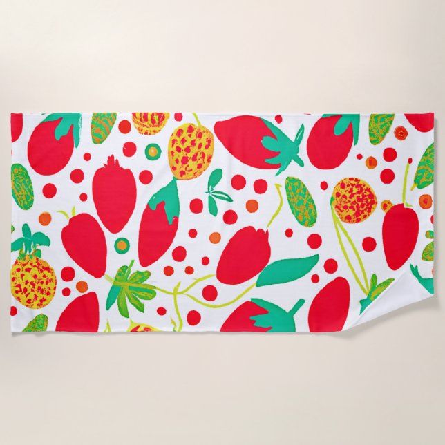 Fruitful Palette Vivid Pattern Beach Towel (Front)