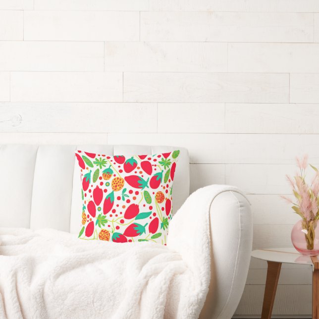 Fruitful Palette Vivid Pattern Throw Pillow (Couch)