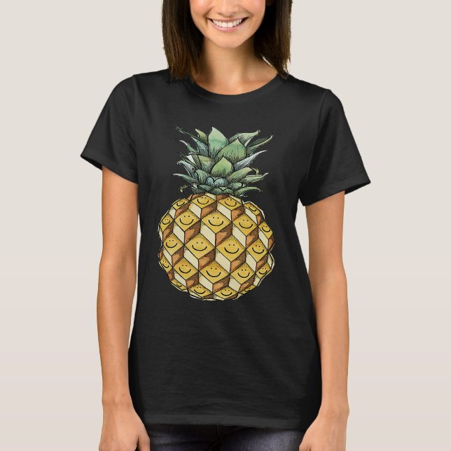 fruitful pineapple smile face green yellow fruit h T-Shirt (Front)