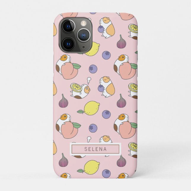 Fruits and Guinea pig pattern in peach pink Case-Mate iPhone Case (Back)