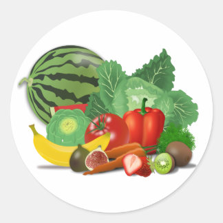 Fruits and vegetables classic round sticker