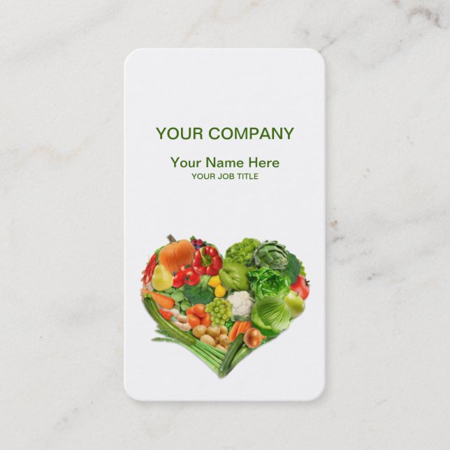 Fruits and Vegetables Heart Business Card (Front)