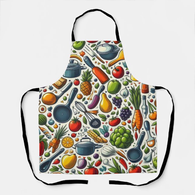 Fruits and vegetables in the kitchen. apron (Front)