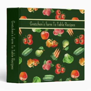 Fruits and Vegetables Personalized Recipe Binder