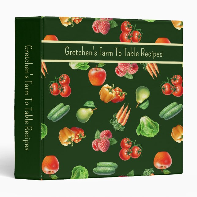 Fruits and Vegetables Personalized Recipe Binder (Front/Spine)
