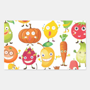 Fruits and vegetables with face sticker