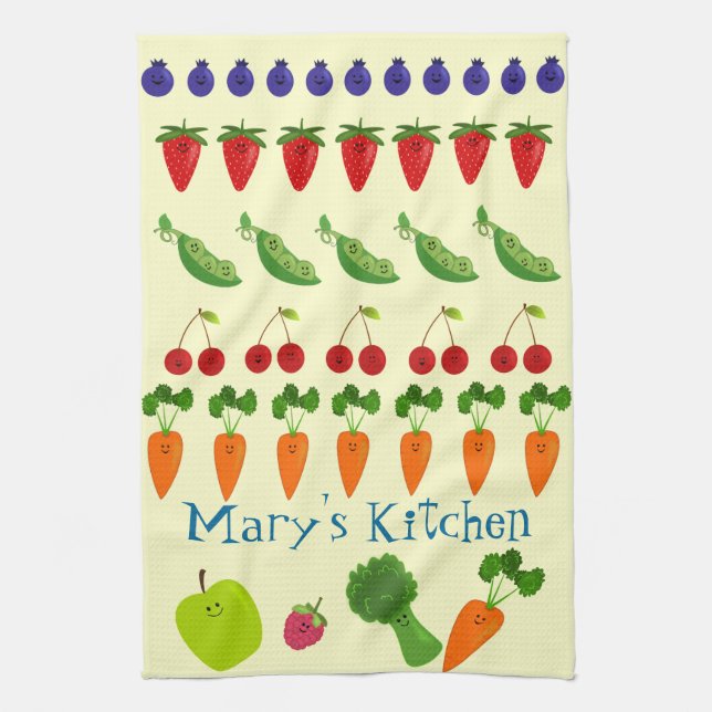 Fruits and Veggies Personalized Kitchen Towel (Vertical)