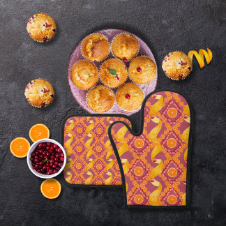 Fruits and zest rose pink oven mitt & pot holder set