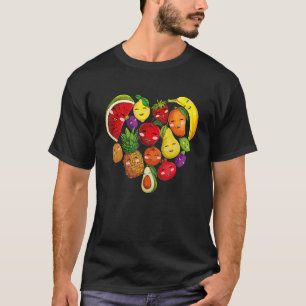 Fruits Collage Cute heart Fruit and Vegetables T-Shirt