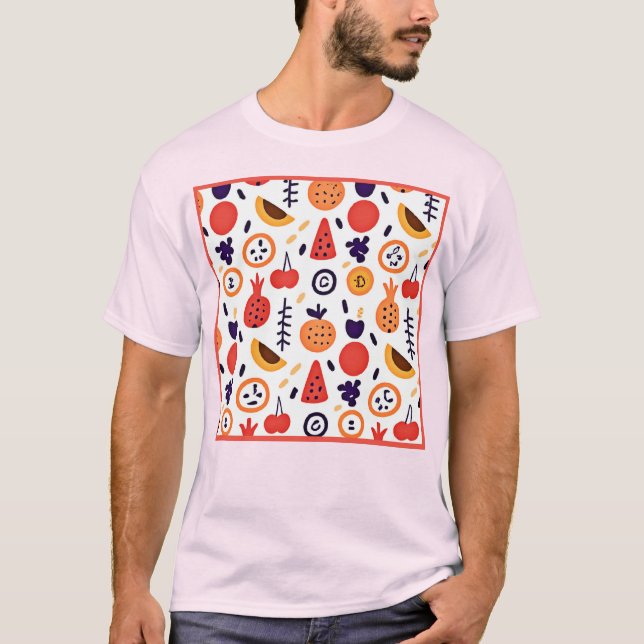 Fruits Colourful Pattern Art T-Shirt (Front)