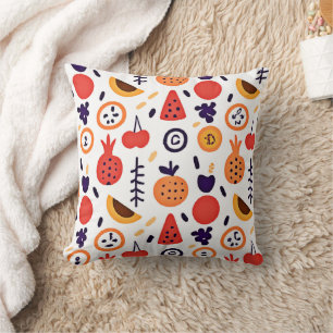 Fruits Colourful Pattern Art Throw Pillow