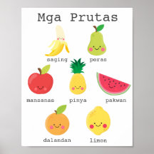 Fruits dans un poster d'apprentissage pour enfants