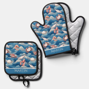 Fruits de Mer Personalized Oven Mitt & Pot Holder Set