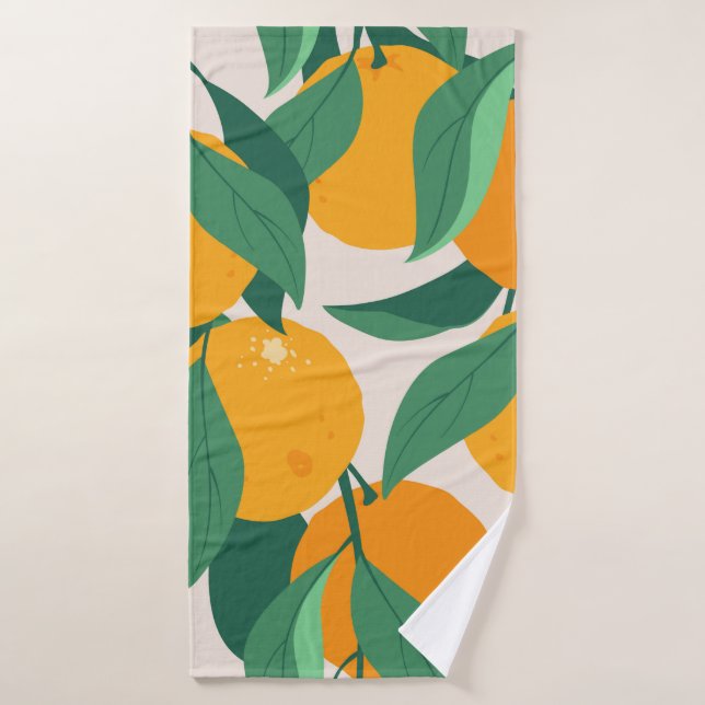 Fruits d'orange et motif sans couture feuille (Serviette de bain)