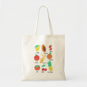Fruits Flash Cards Korean Fruity Fun Food Art  Tote Bag