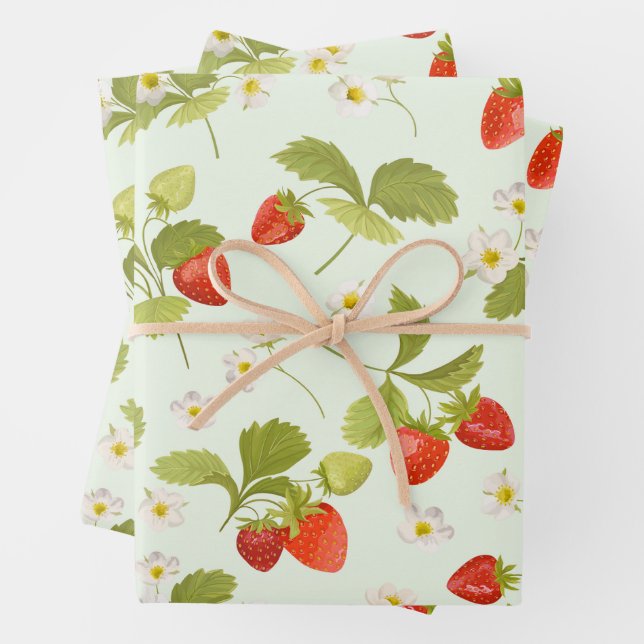 Fruits fraises, Feuilles et fleurs (En situation)