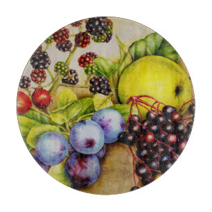 Fruits from the hedgerow fine art painting cutting board