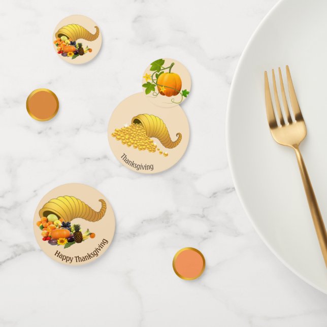 Fruits & gold on beige Thanksgiving Table Confetti (Group)