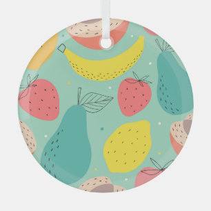 Fruits hand-drawn, decorative seamless pattern. glass ornament