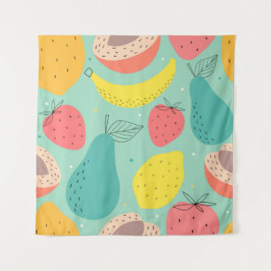 Fruits hand-drawn, decorative seamless pattern. tapestry