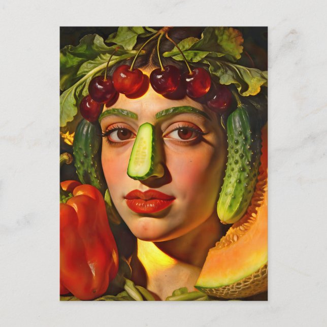 Fruits of Expression – A Surreal Portrait Holiday Postcard (Front)