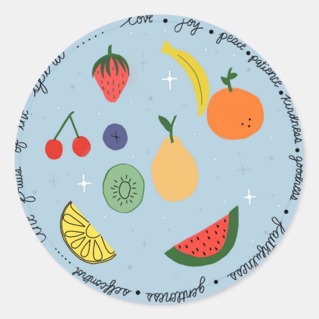 Fruits of the spirit classic round sticker (Front)