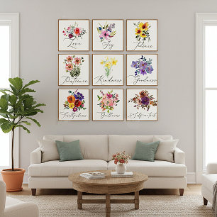 Fruits of the spirit floral poster