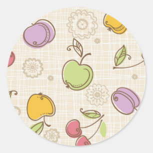 Fruits Pattern Classic Round Sticker
