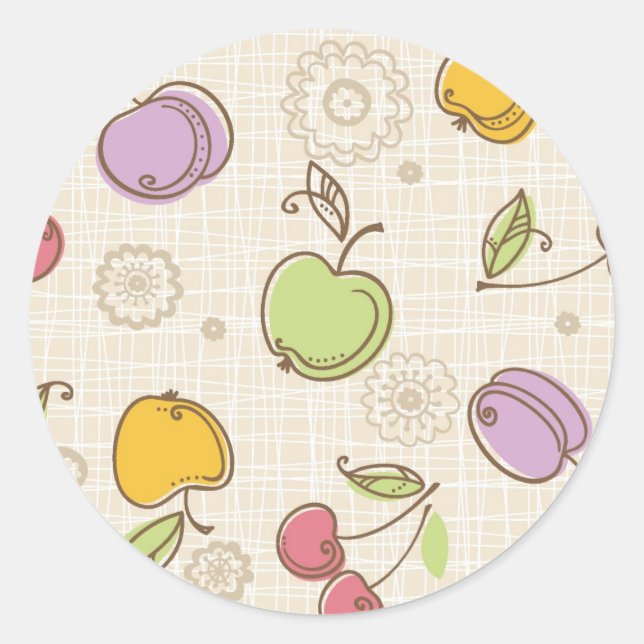 Fruits Pattern Classic Round Sticker (Front)