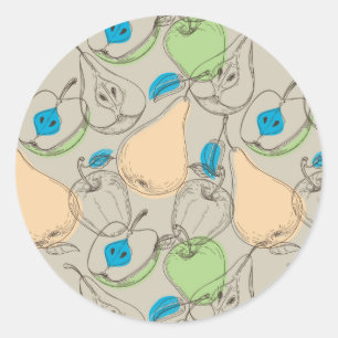 Fruits pattern classic round sticker