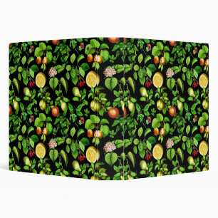 Fruits Pattern On Black Background Binder