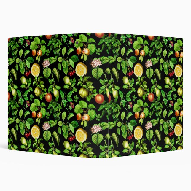 Fruits Pattern On Black Background Binder (Background)
