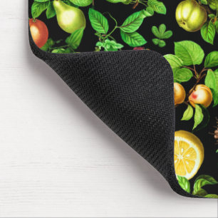 Fruits Pattern On Black Background Mouse Pad