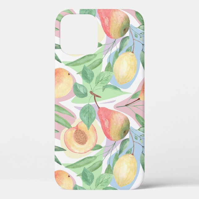 Fruits, peaches, pears, lemons, watercolor Case-Mate iPhone case (Back)