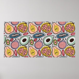 Fruits seamless pattern poster