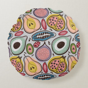 Fruits seamless pattern round pillow