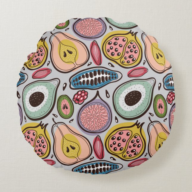 Fruits seamless pattern round pillow (Front)