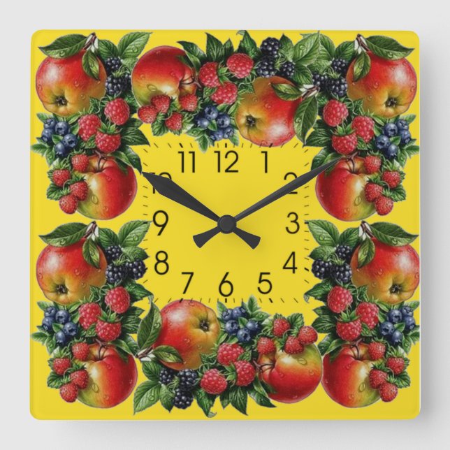 Fruits Square Wall Clock (Front)