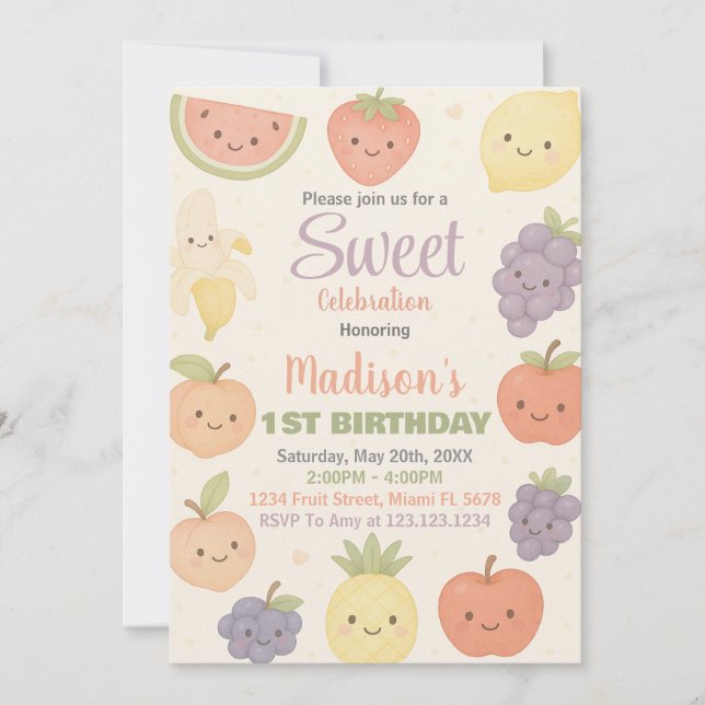 Fruits tropicaux Invitation d'anniversaire (Devant)