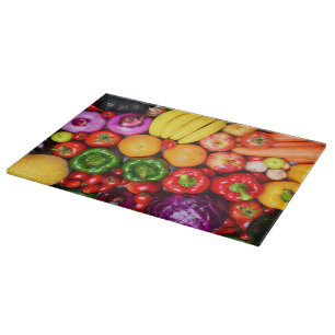 Fruits & Vegetable Decorative Glass Cutting Board