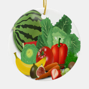 fruits vegetables artichoke banana ceramic ornament