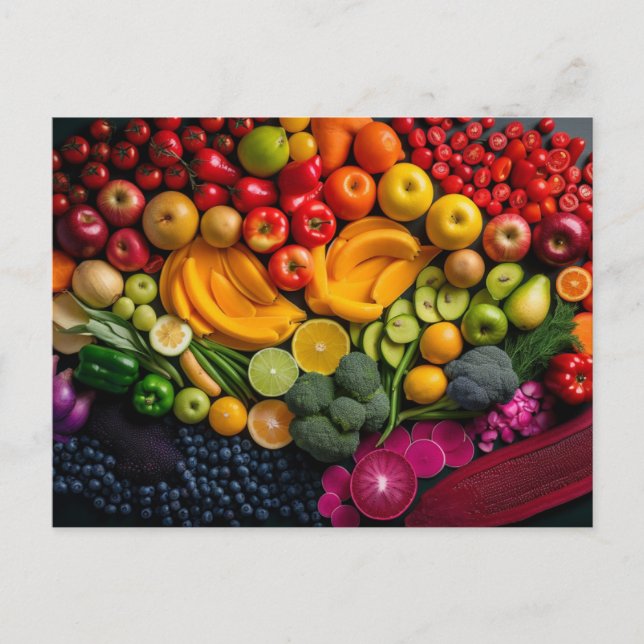 Fruits Vegetables Healthy Food Plant Based Diet Postcard (Front)