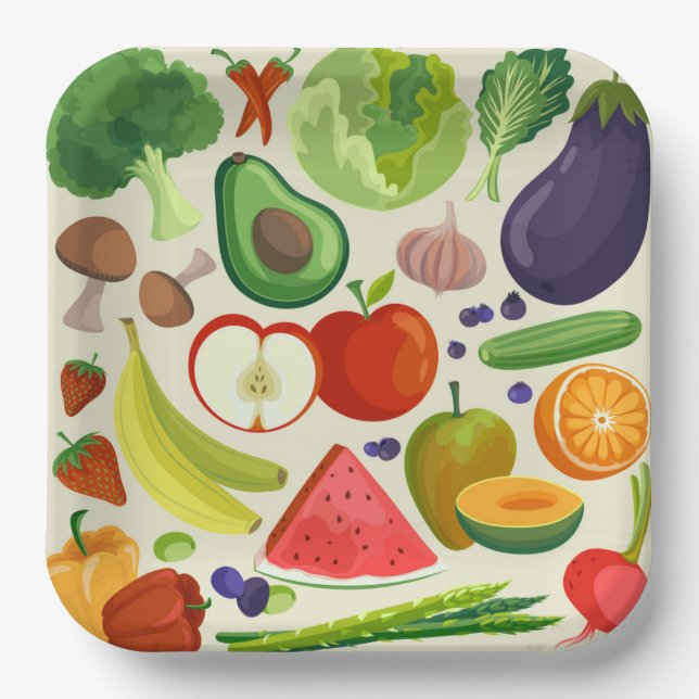 Fruits Vegetables Paper Plate (Front)